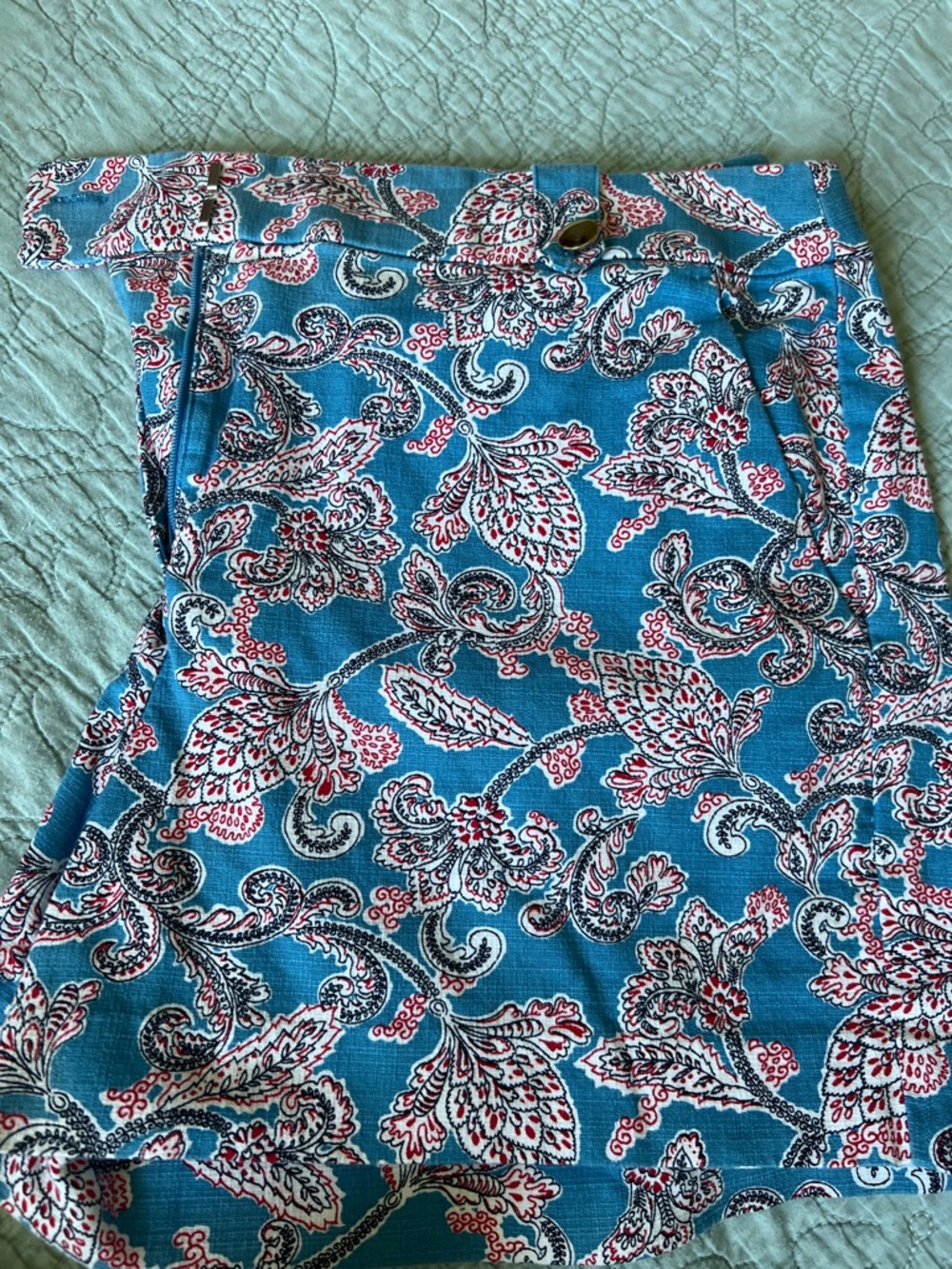 Loft Blue Paisley A-Line Skirt